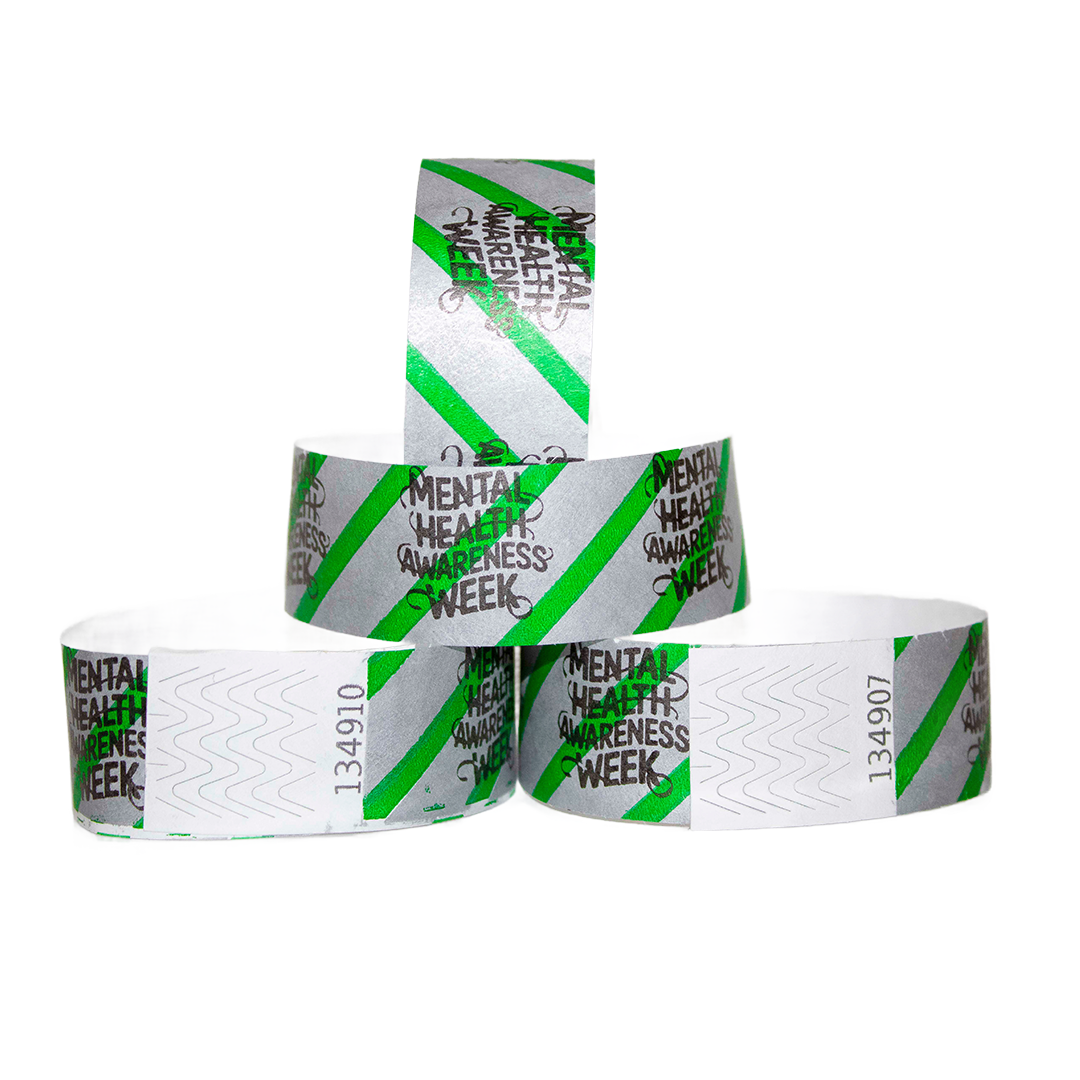 Tyvek Wristbands – Striped with Black Print